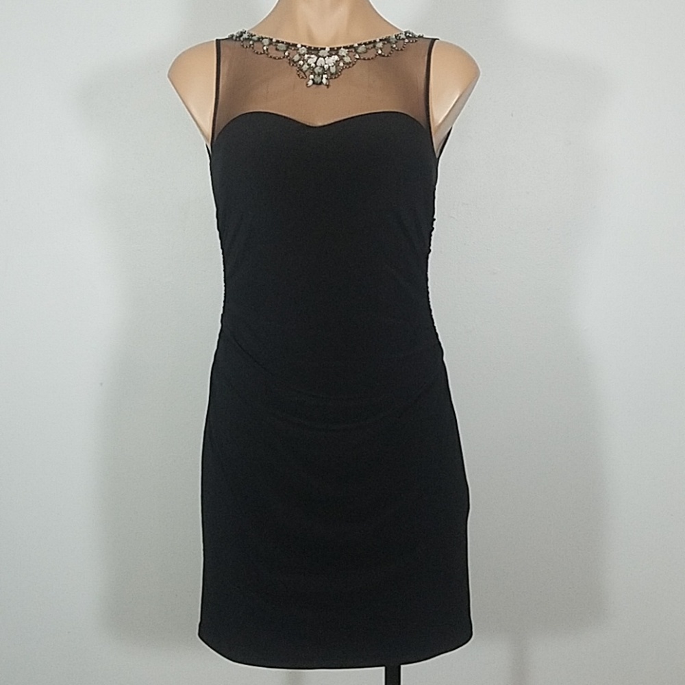 Hailey Logan Black Fitted Mini Dress w/ Mesh Top